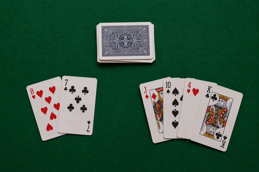 Two cards being discarded from a six-card hand into the crib pile