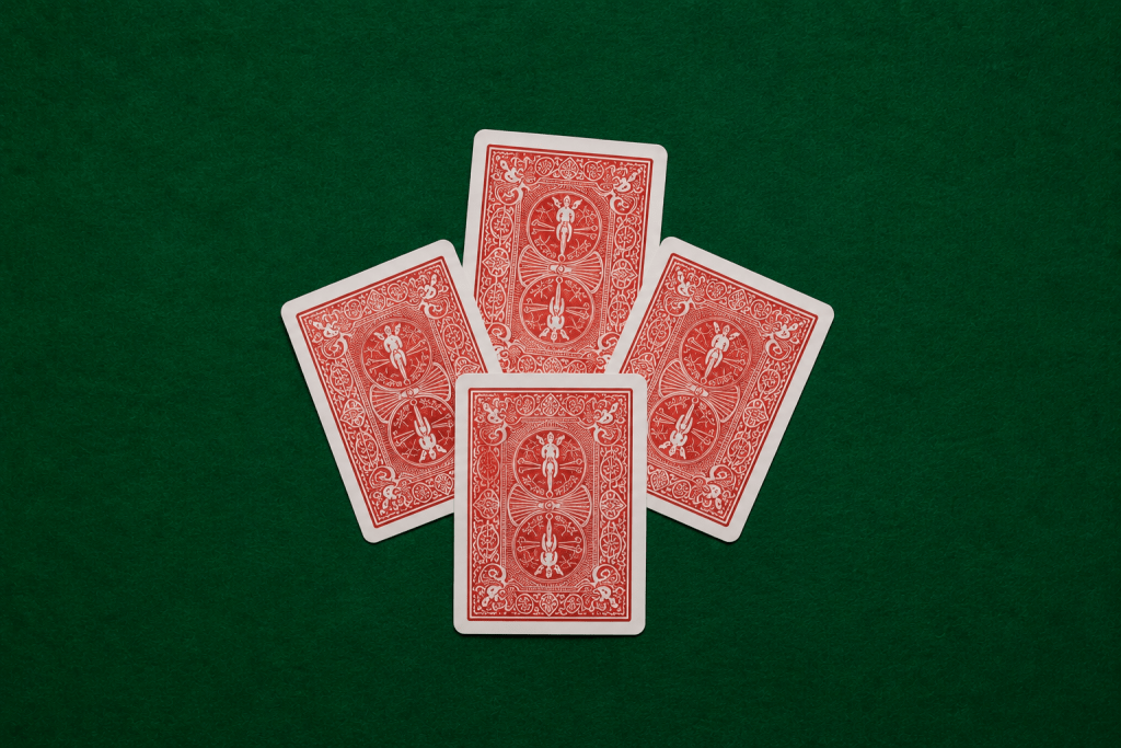 Three players' single discards plus the dealer's extra card forming a four-card crib